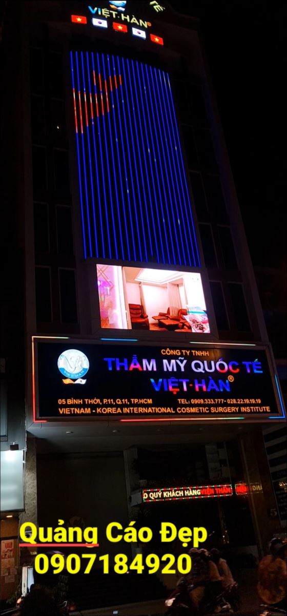 Bảng hiệu màn hình led Thẩm mỹ quốc tế Việt Hàn