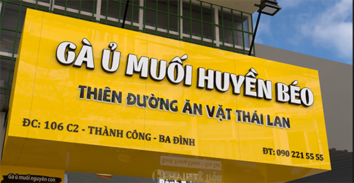 bảng hiệu tiệm bán gà