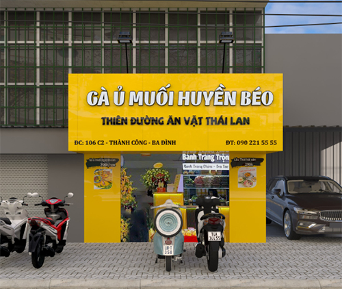 bảng hiệu Gà Ủ Muối Huyền Béo