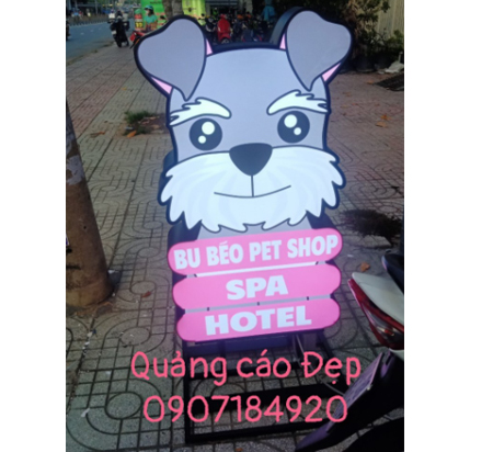 Hộp đèn mica Uv Quảng cáo  PET SHOP BU BÉO