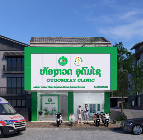 bảng hiệu Nha Khoa OUDOMXAY CLINIC CAMPHUCHIA